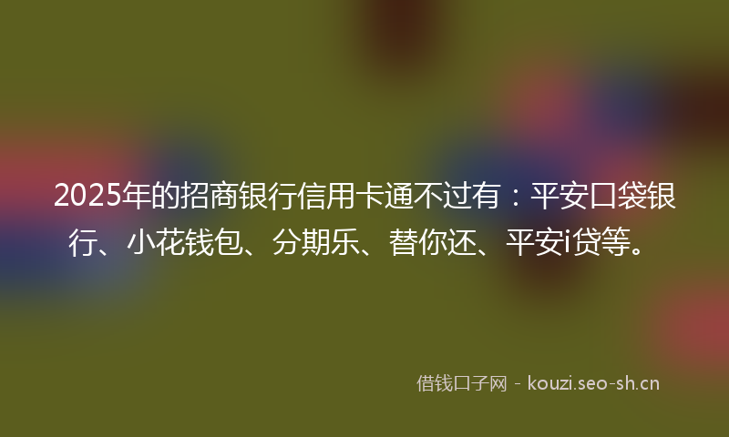 2025年的招商银行信用卡通不过有：平安口袋银行、小花钱包、分期乐、替你还、平安i贷等。