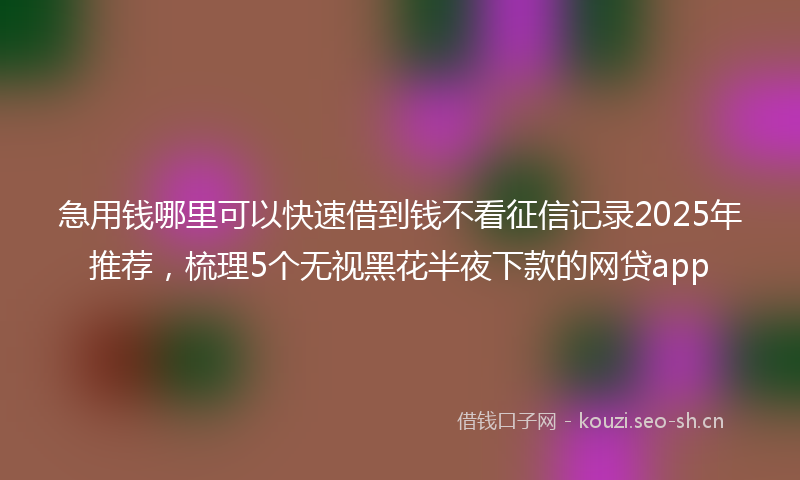 急用钱哪里可以快速借到钱不看征信记录2025年推荐，梳理5个无视黑花半夜下款的网贷app