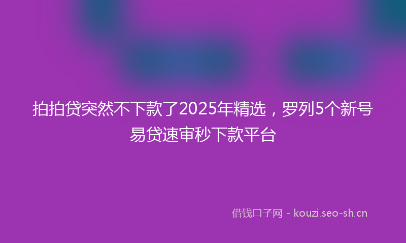 拍拍贷突然不下款了2025年精选，罗列5个新号易贷速审秒下款平台