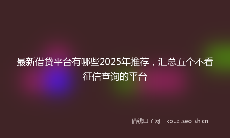 最新借贷平台有哪些2025年推荐，汇总五个不看征信查询的平台