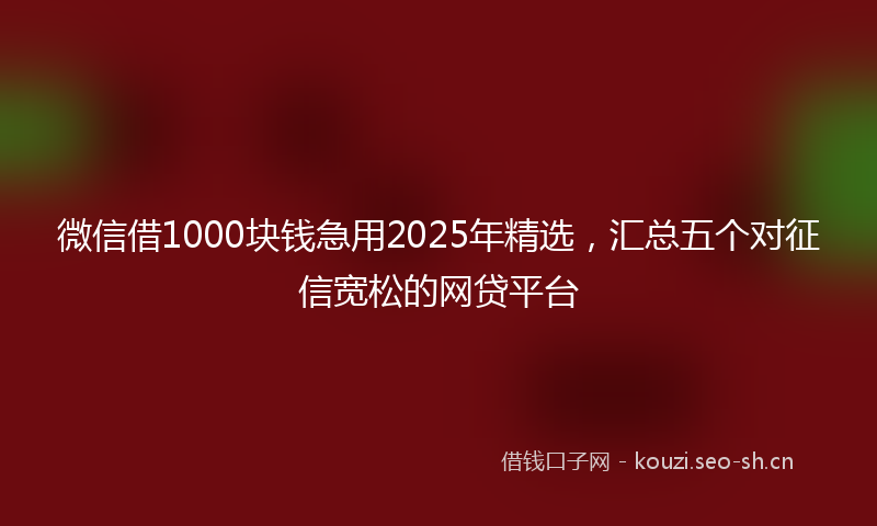 微信借1000块钱急用2025年精选，汇总五个对征信宽松的网贷平台