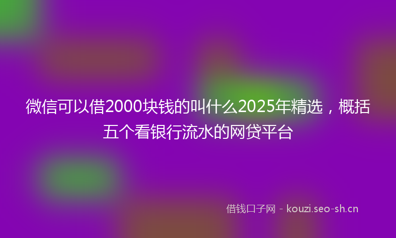 微信可以借2000块钱的叫什么2025年精选，概括五个看银行流水的网贷平台