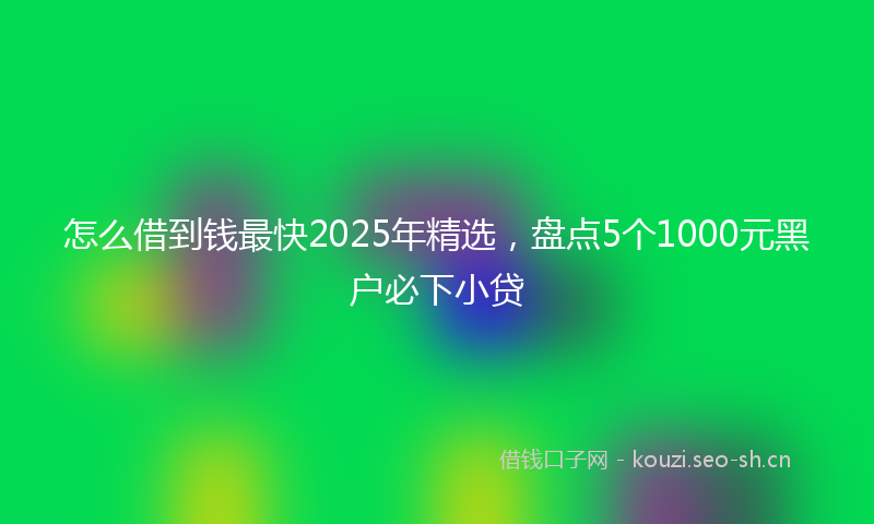怎么借到钱最快2025年精选，盘点5个1000元黑户必下小贷
