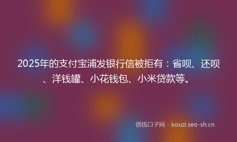 2025年的支付宝浦发银行信被拒有：省呗、还呗、洋钱罐、小花钱包、小米贷款等。