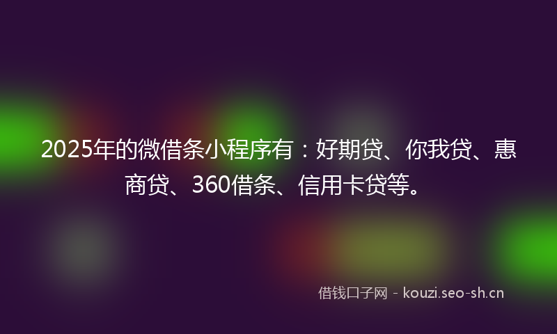 2025年的微借条小程序有：好期贷、你我贷、惠商贷、360借条、信用卡贷等。