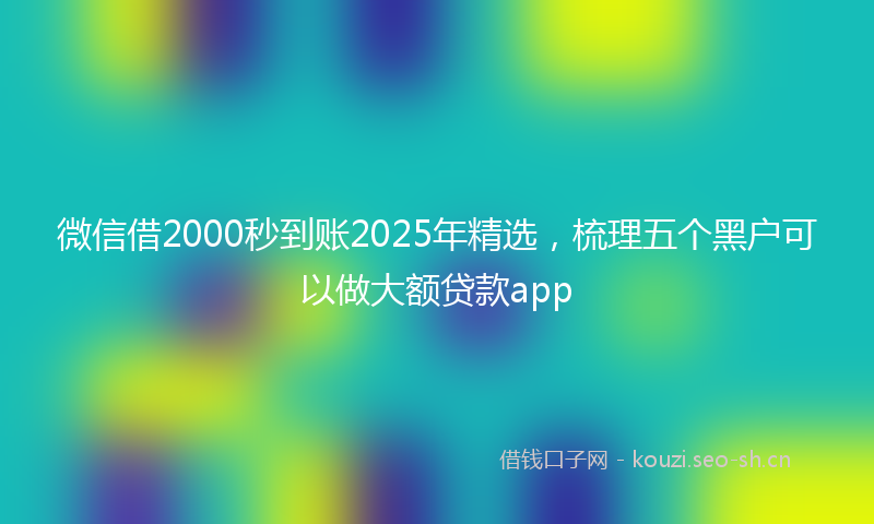 微信借2000秒到账2025年精选，梳理五个黑户可以做大额贷款app