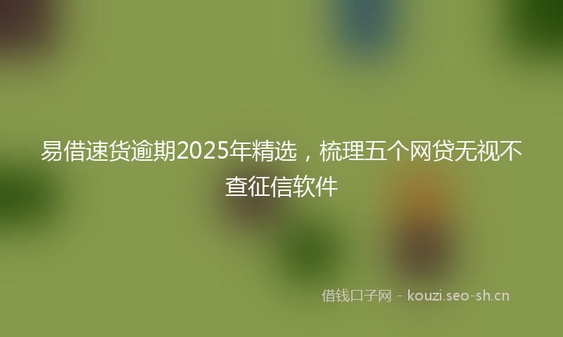 易借速货逾期2025年精选，梳理五个网贷无视不查征信软件