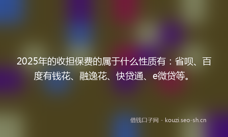 2025年的收担保费的属于什么性质有：省呗、百度有钱花、融逸花、快贷通、e微贷等。