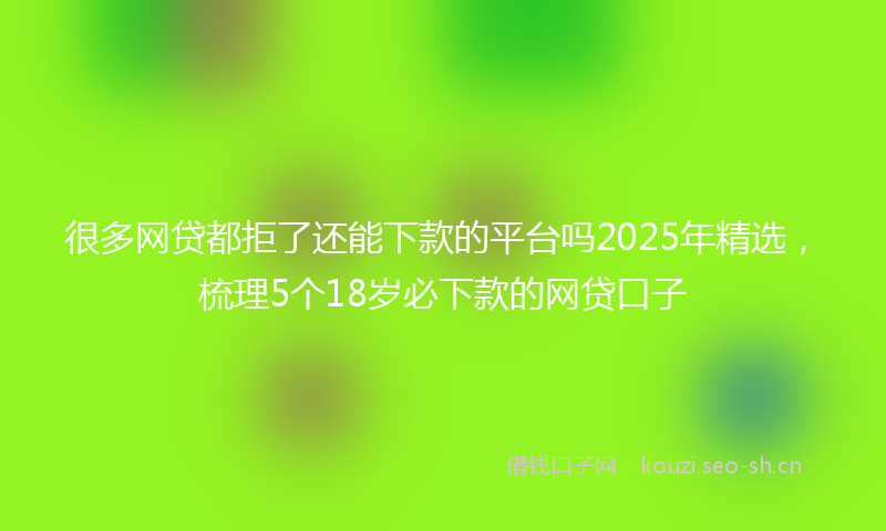 很多网贷都拒了还能下款的平台吗2025年精选,梳理5个18岁必下款的网贷口子