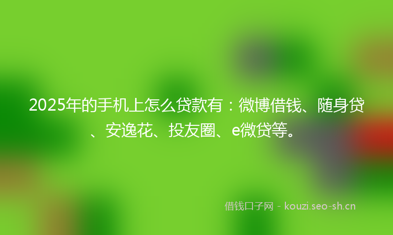 2025年的手机上怎么贷款有：微博借钱、随身贷、安逸花、投友圈、e微贷等。