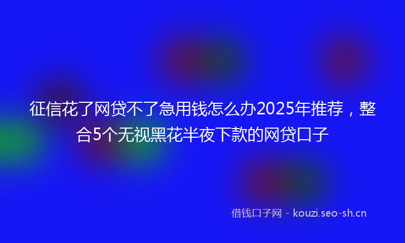征信花了网贷不了急用钱怎么办2025年推荐,整合5个无视黑花半夜下款的网贷口子
