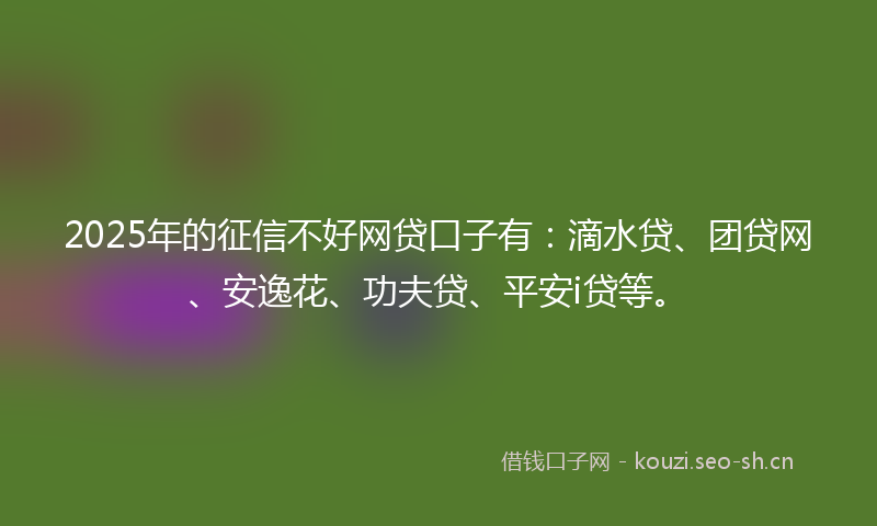 2025年的征信不好网贷口子有：滴水贷、团贷网、安逸花、功夫贷、平安i贷等。