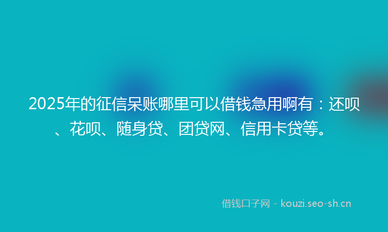 2025年的征信呆账哪里可以借钱急用啊有：还呗、花呗、随身贷、团贷网、信用卡贷等。