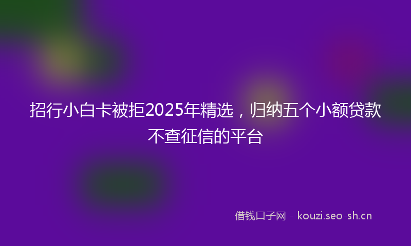 招行小白卡被拒2025年精选，归纳五个小额贷款不查征信的平台