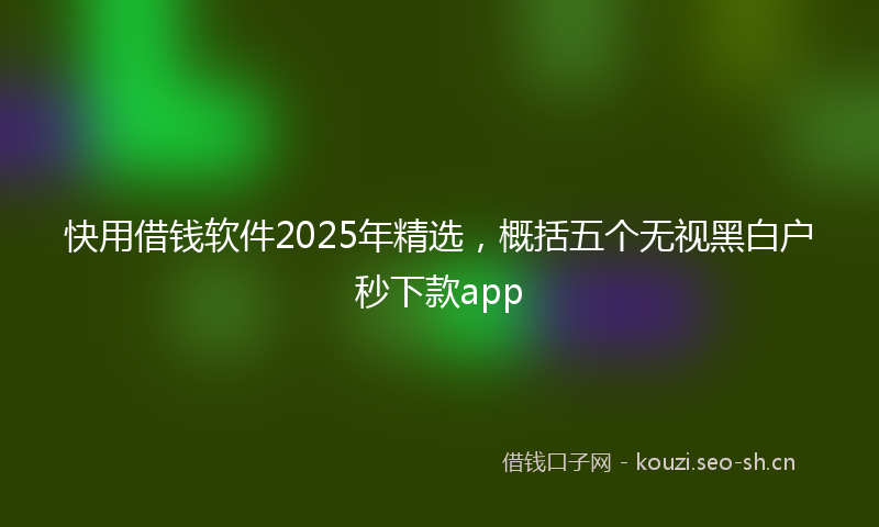 快用借钱软件2025年精选，概括五个无视黑白户秒下款app