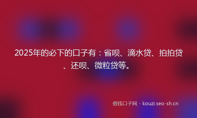 2025年的必下的口子有：省呗、滴水贷、拍拍贷、还呗、微粒贷等。