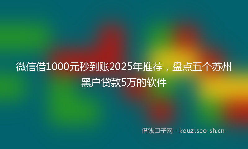 微信借1000元秒到账2025年推荐,盘点五个苏州黑户贷款5万的软件