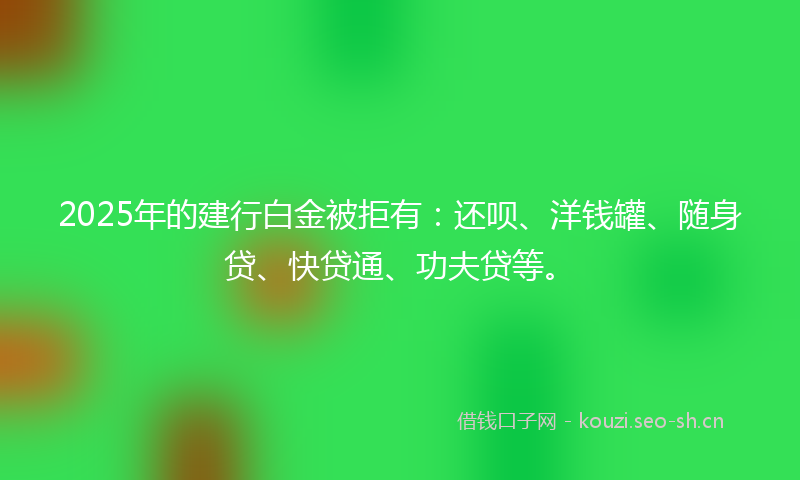2025年的建行白金被拒有：还呗、洋钱罐、随身贷、快贷通、功夫贷等。