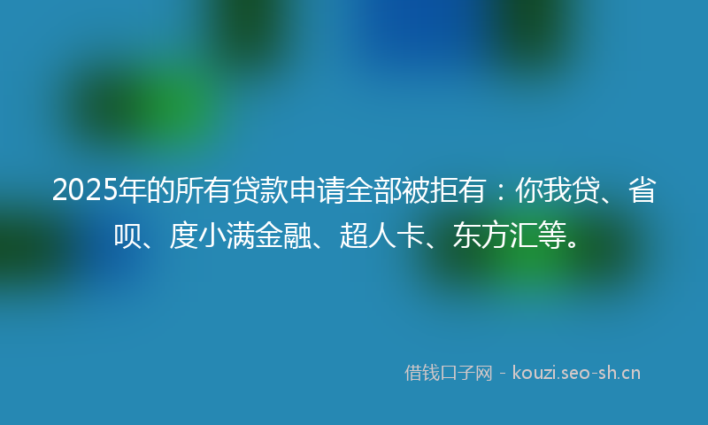 2025年的所有贷款申请全部被拒有：你我贷、省呗、度小满金融、超人卡、东方汇等。