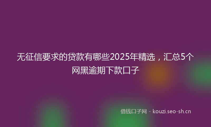 无征信要求的贷款有哪些2025年精选，汇总5个网黑逾期下款口子