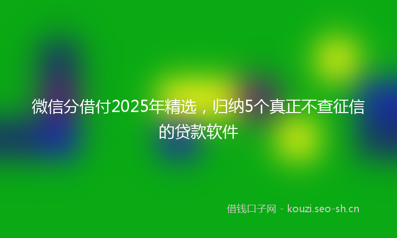 微信分借付2025年精选，归纳5个真正不查征信的贷款软件