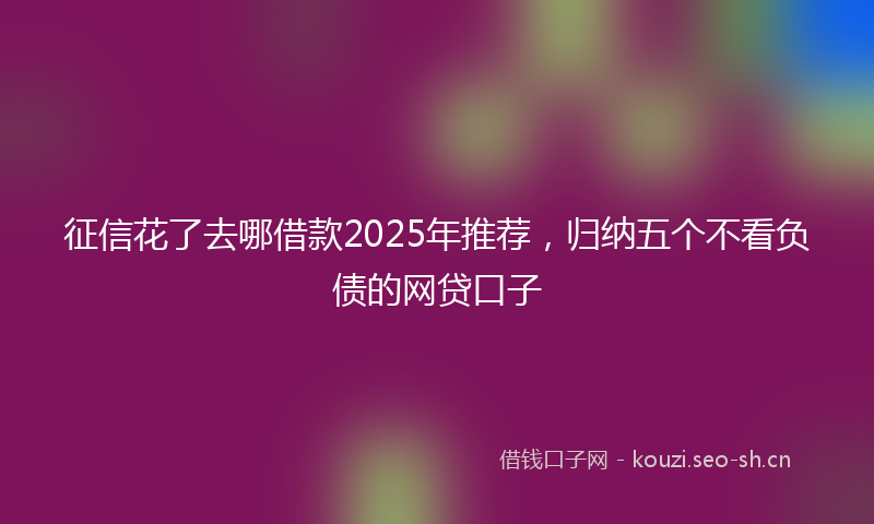 征信花了去哪借款2025年推荐，归纳五个不看负债的网贷口子