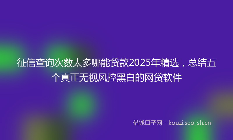 征信查询次数太多哪能贷款2025年精选，总结五个真正无视风控黑白的网贷软件