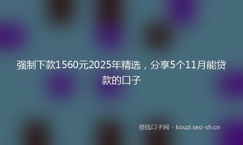强制下款1560元2025年精选，分享5个11月能贷款的口子