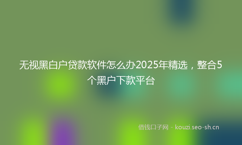 无视黑白户贷款软件怎么办2025年精选，整合5个黑户下款平台