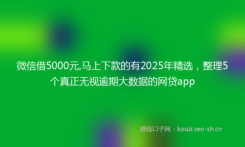 微信借5000元,马上下款的有2025年精选，整理5个真正无视逾期大数据的网贷app