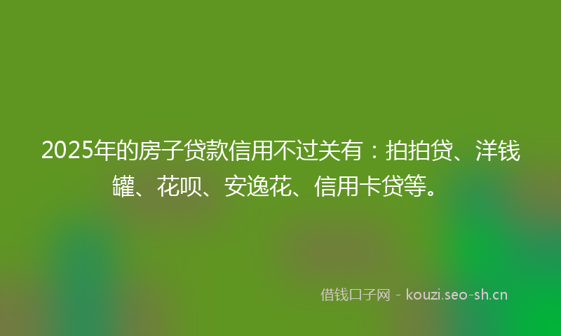 2025年的房子贷款信用不过关有：拍拍贷、洋钱罐、花呗、安逸花、信用卡贷等。