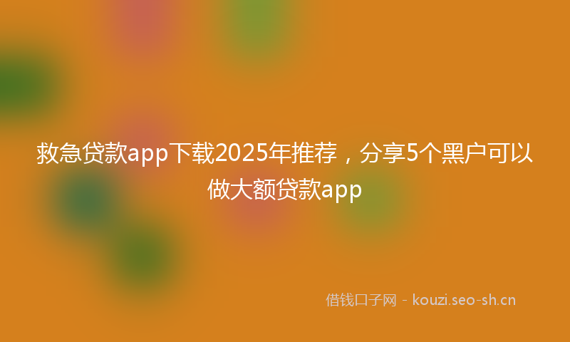 救急贷款app下载2025年推荐，分享5个黑户可以做大额贷款app