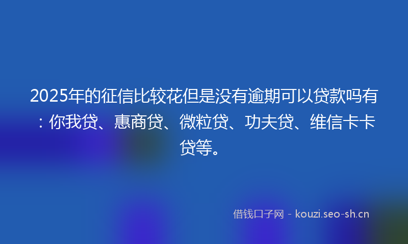 2025年的征信比较花但是没有逾期可以贷款吗有：你我贷、惠商贷、微粒贷、功夫贷、维信卡卡贷等。
