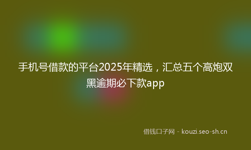 手机号借款的平台2025年精选，汇总五个高炮双黑逾期必下款app