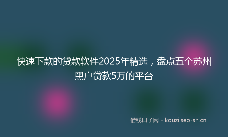快速下款的贷款软件2025年精选，盘点五个苏州黑户贷款5万的平台