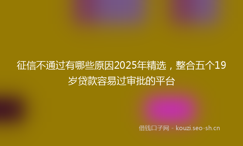 征信不通过有哪些原因2025年精选，整合五个19岁贷款容易过审批的平台