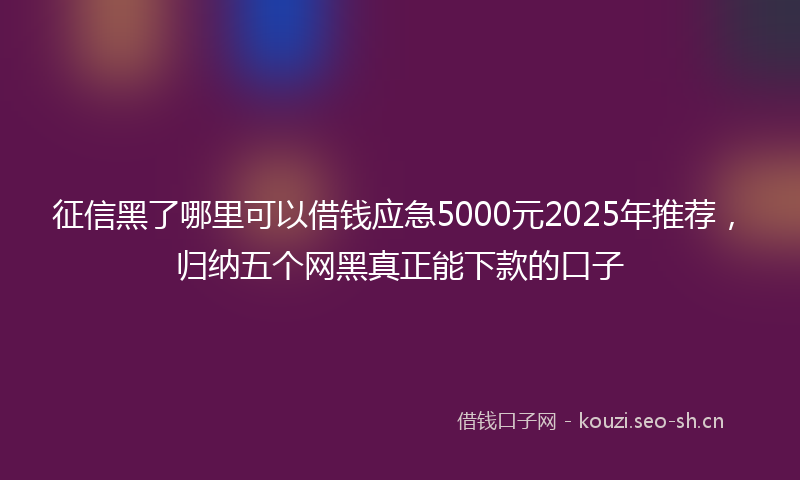 征信黑了哪里可以借钱应急5000元2025年推荐，归纳五个网黑真正能下款的口子