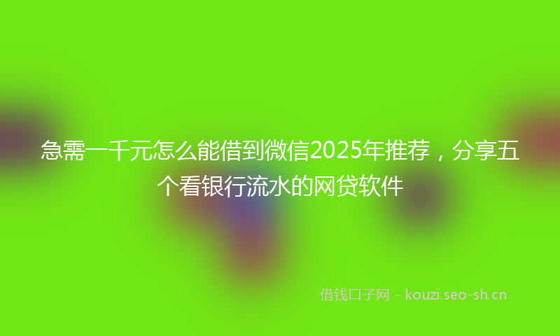 急需一千元怎么能借到微信2025年推荐，分享五个看银行流水的网贷软件