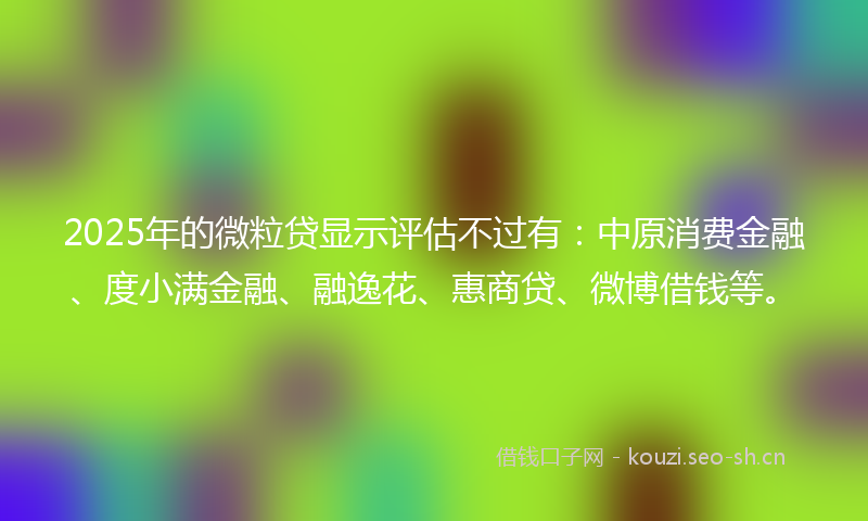 2025年的微粒贷显示评估不过有：中原消费金融、度小满金融、融逸花、惠商贷、微博借钱等。