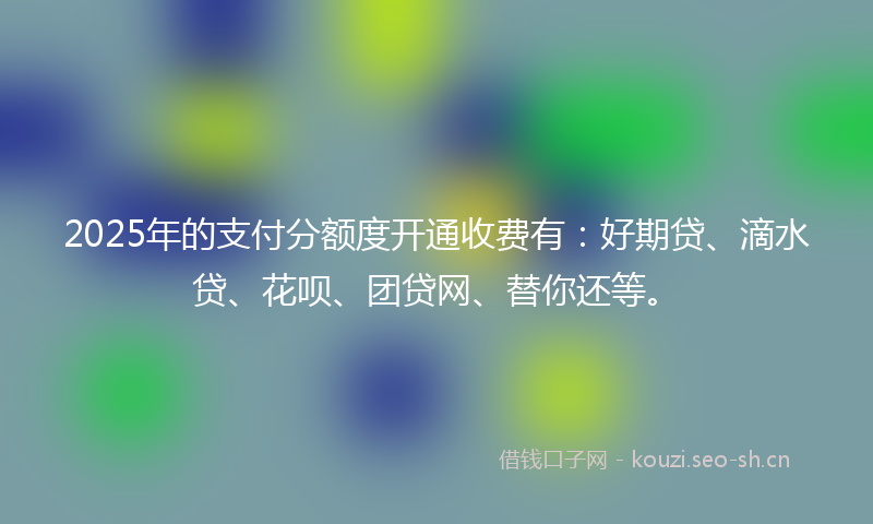 2025年的支付分额度开通收费有：好期贷、滴水贷、花呗、团贷网、替你还等。