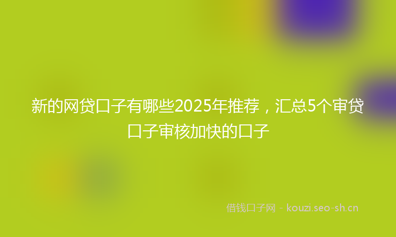 新的网贷口子有哪些2025年推荐，汇总5个审贷口子审核加快的口子