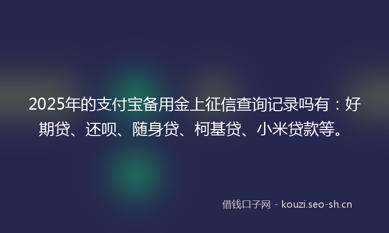 2025年的支付宝备用金上征信查询记录吗有：好期贷、还呗、随身贷、柯基贷、小米贷款等。