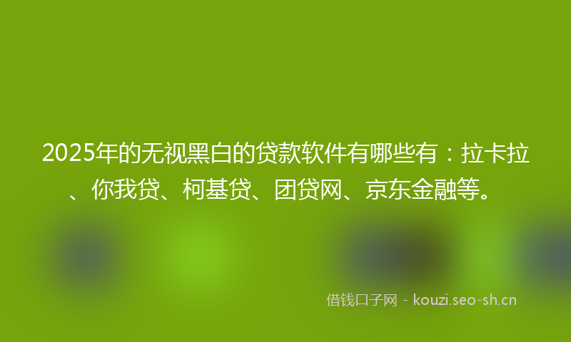 2025年的无视黑白的贷款软件有哪些有：拉卡拉、你我贷、柯基贷、团贷网、京东金融等。
