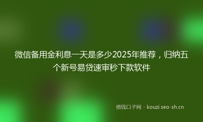 微信备用金利息一天是多少2025年推荐，归纳五个新号易贷速审秒下款软件