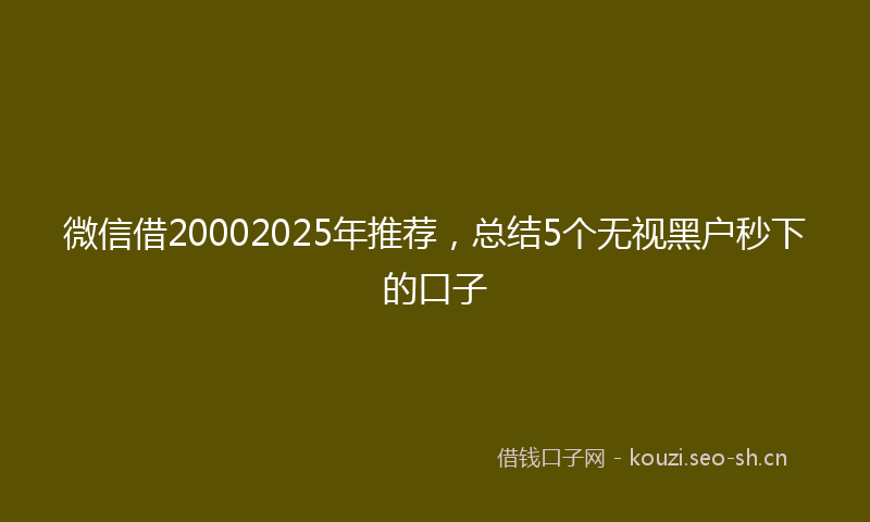 微信借20002025年推荐，总结5个无视黑户秒下的口子