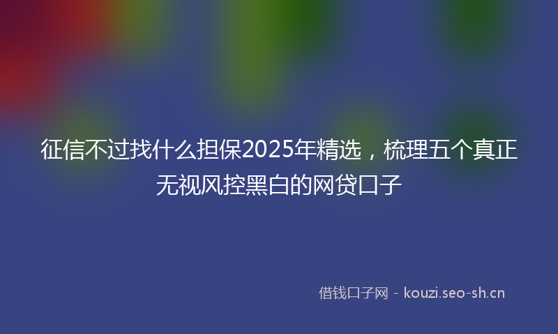 征信不过找什么担保2025年精选，梳理五个真正无视风控黑白的网贷口子