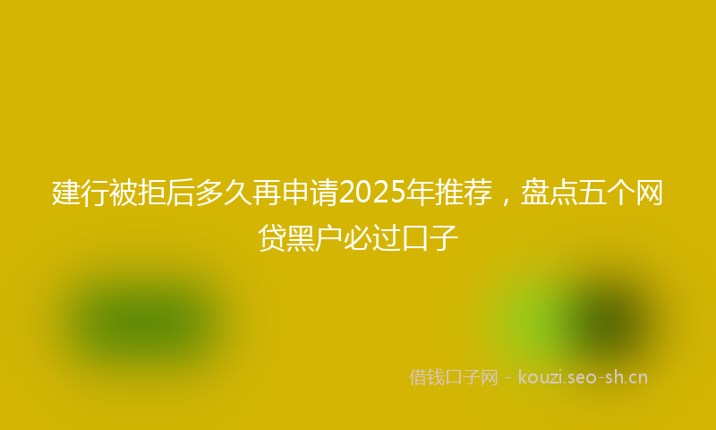 建行被拒后多久再申请2025年推荐，盘点五个网贷黑户必过口子
