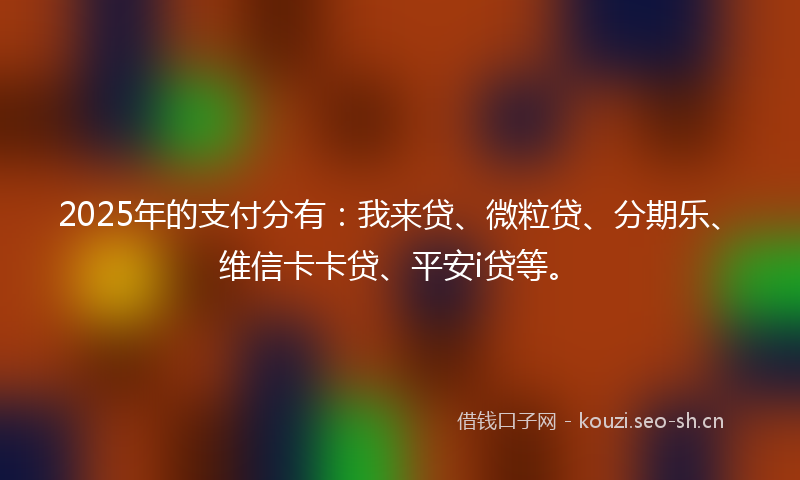 2025年的支付分有：我来贷、微粒贷、分期乐、维信卡卡贷、平安i贷等。