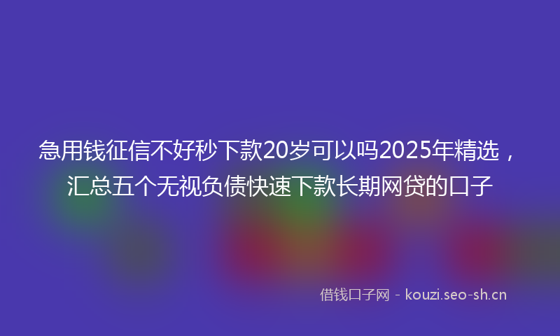 急用钱征信不好秒下款20岁可以吗2025年精选，汇总五个无视负债快速下款长期网贷的口子