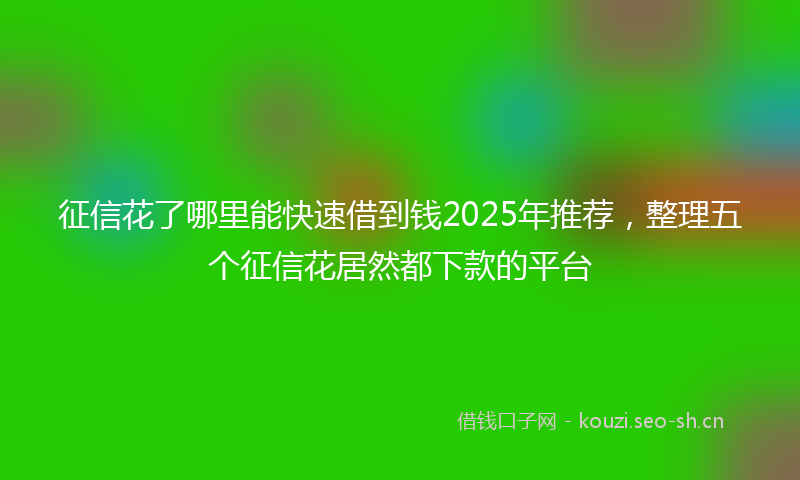 征信花了哪里能快速借到钱2025年推荐，整理五个征信花居然都下款的平台